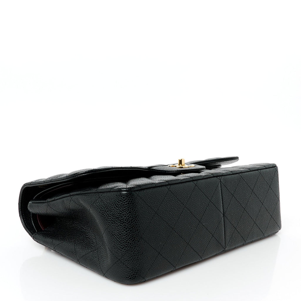 Caviar Quilted Jumbo Double Flap Black