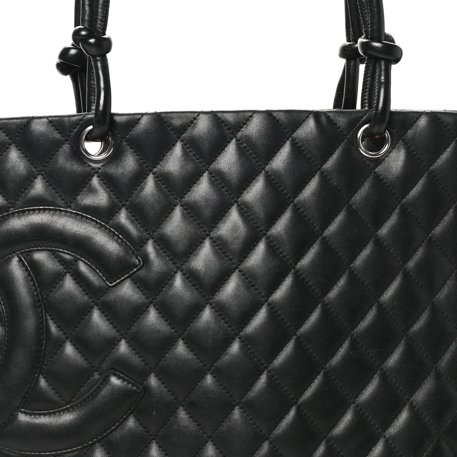 Calfskin Quilted Large Cambon Tote Black