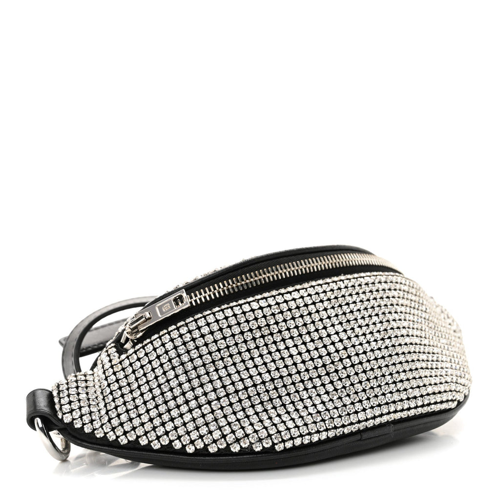 Rhinestone Mesh Mini Attica Belt Bag Black