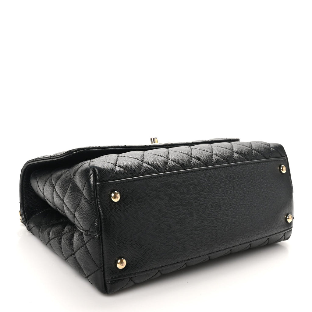 Caviar Quilted Small Coco Handle Flap Black