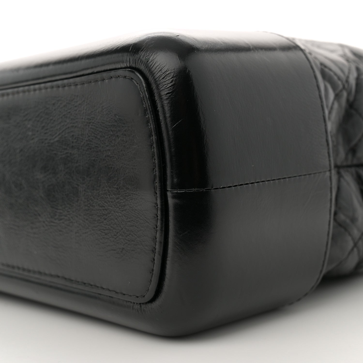 Aged Calfskin Quilted Large Gabrielle Shopping Tote Black