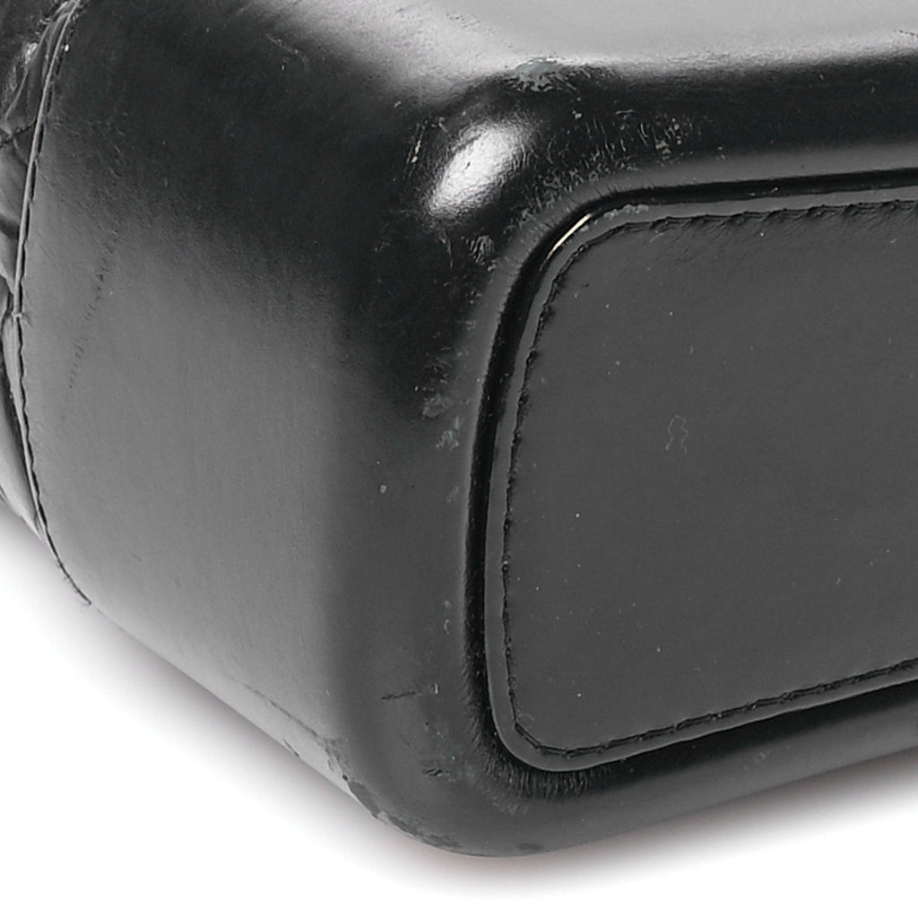 Aged Smooth Calfskin Quilted Large Gabrielle Logo Hobo Black