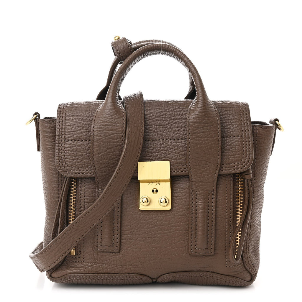 Textured Calfskin Mini Pashli Satchel Taupe