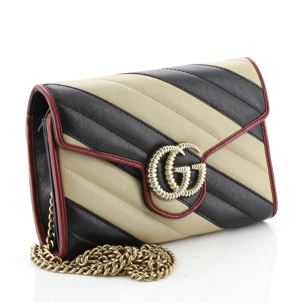 GG Marmont Chain Wallet Diagonal Quilted Leather Mini