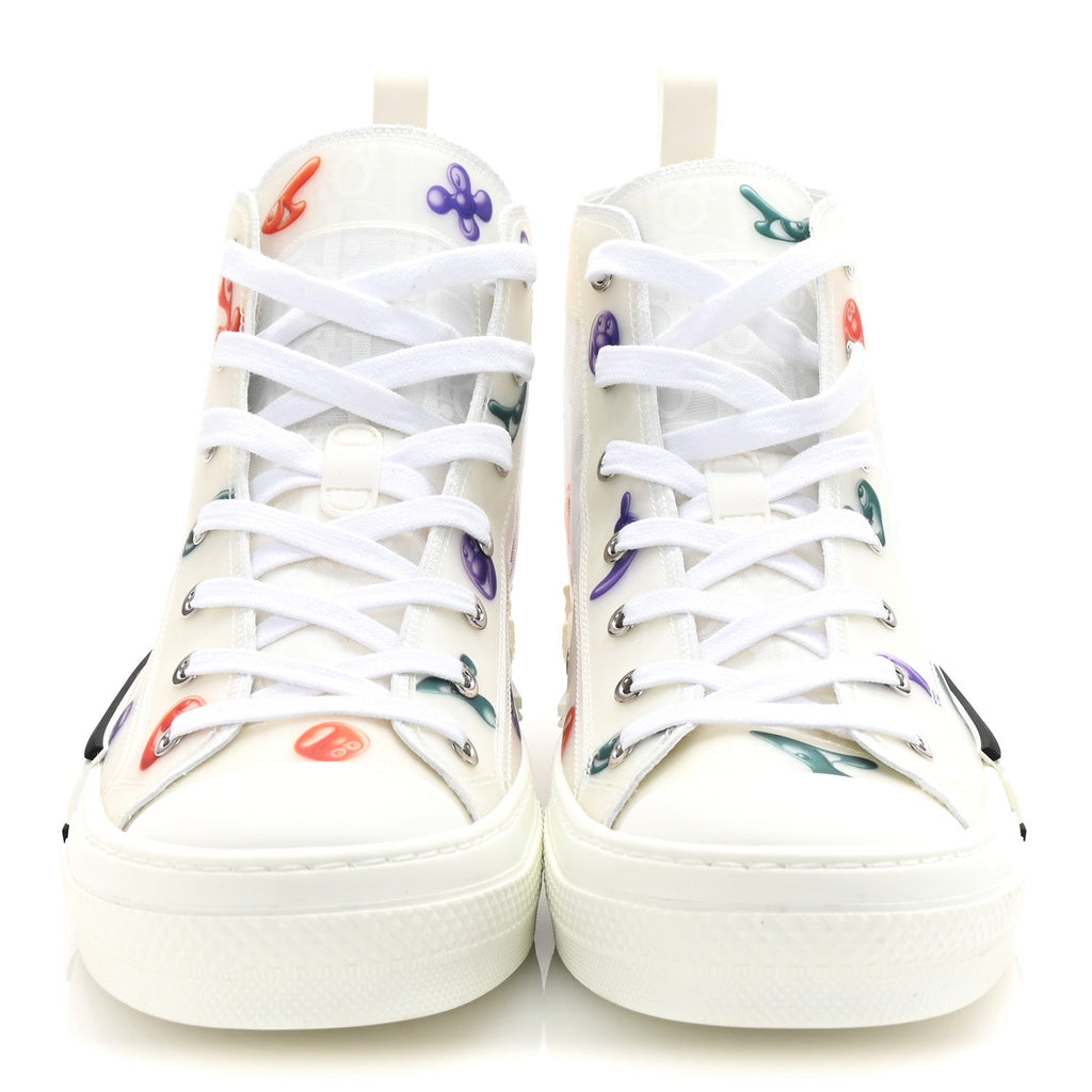 X KENNY SCHARF Technical Canvas Oblique Patch Mens B23 High Top Sneakers  42 White Blue