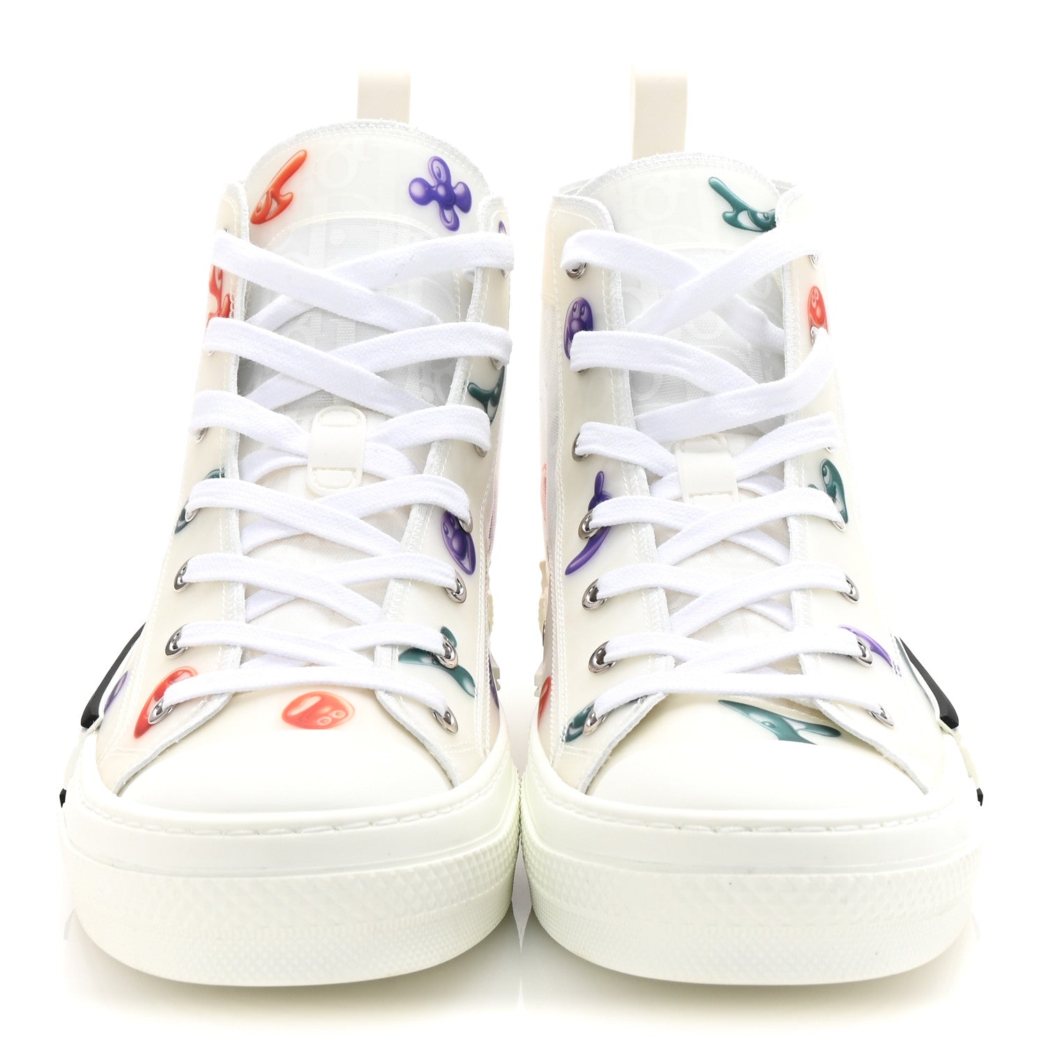 X KENNY SCHARF Technical Canvas Oblique Patch Mens B23 High Top Sneakers  42 White Blue