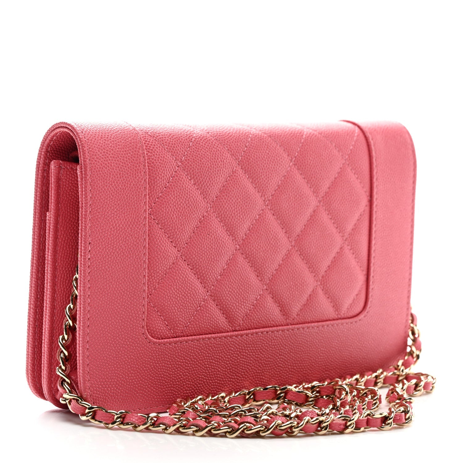 Caviar Quilted Vintage Mademoiselle Wallet On Chain WOC Dark Pink