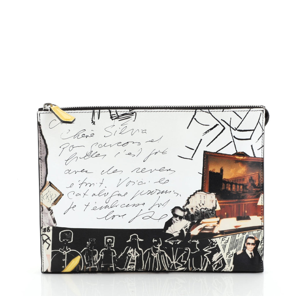 Karl Zip Clutch Printed Leather