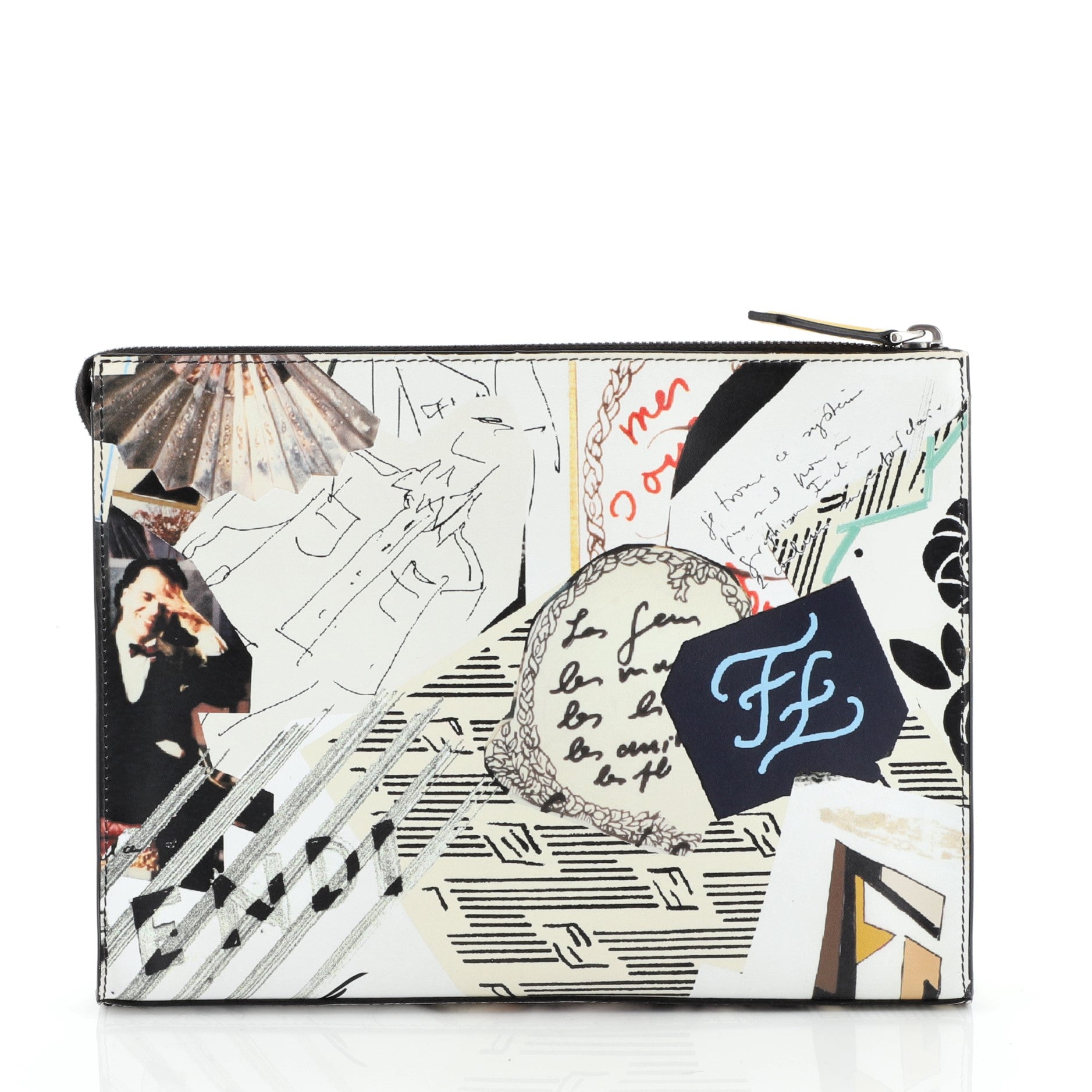 Karl Zip Clutch Printed Leather