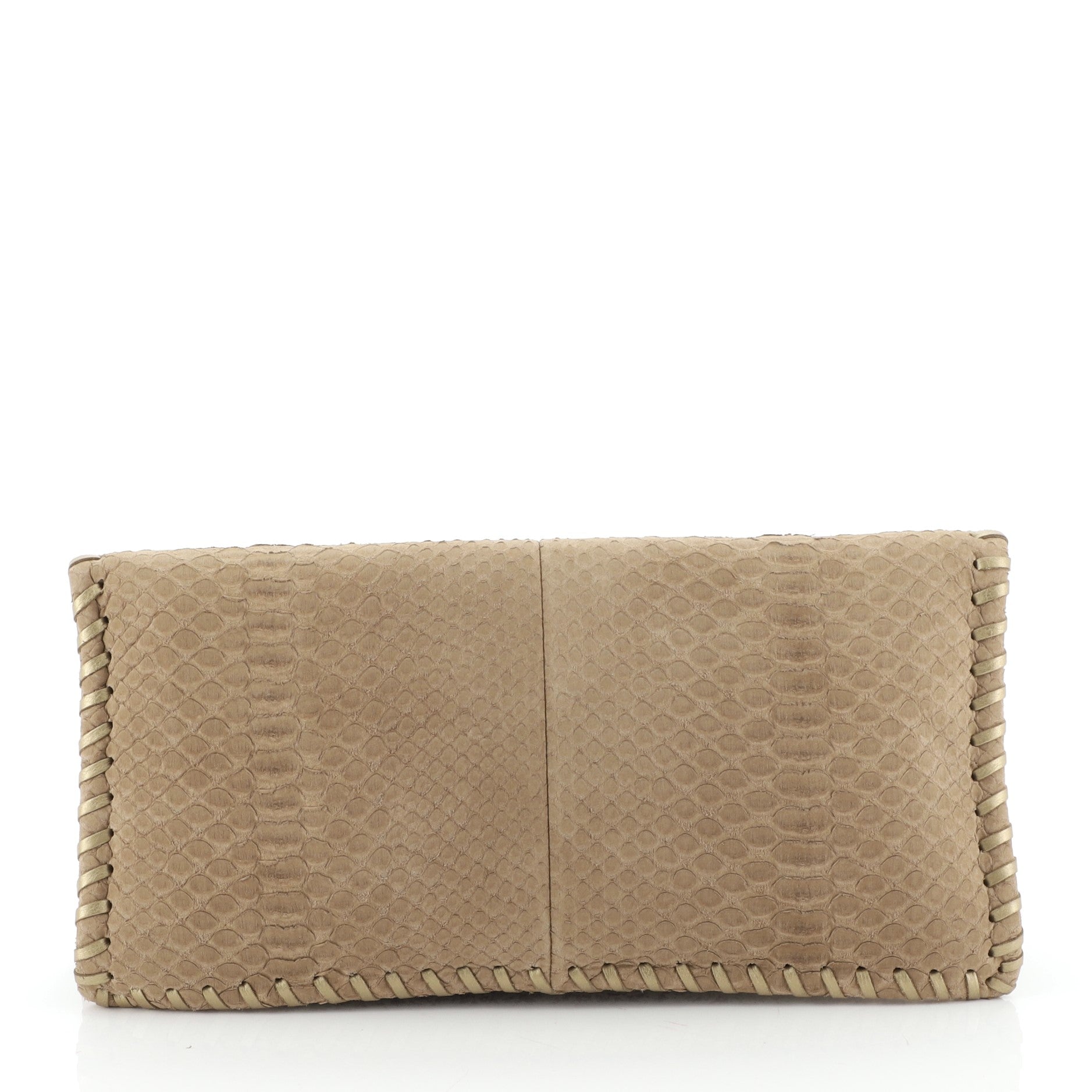 Paris-Byzance Fold Over Clutch Python Embossed Suede
