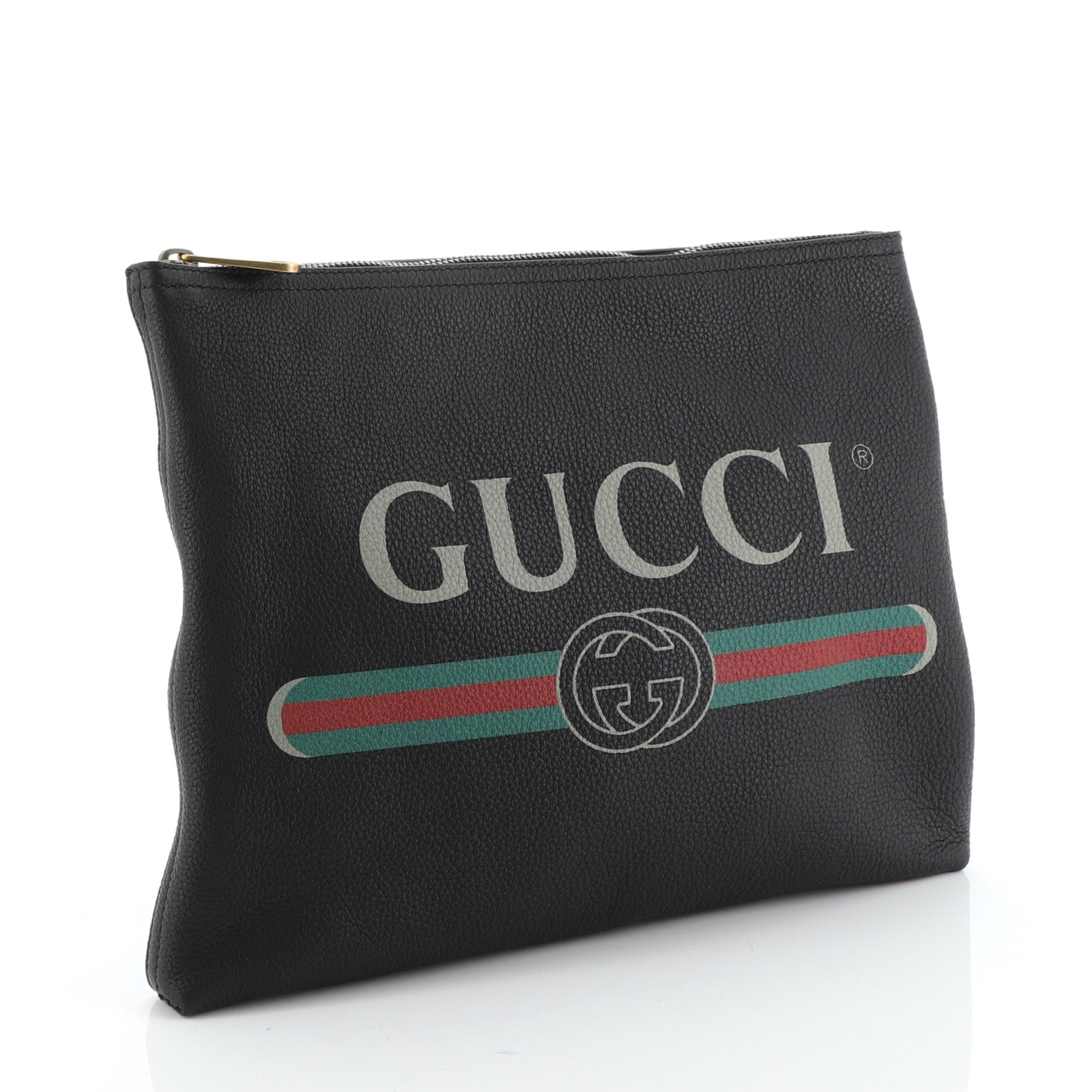 Logo Portfolio Clutch Printed Leather Medium