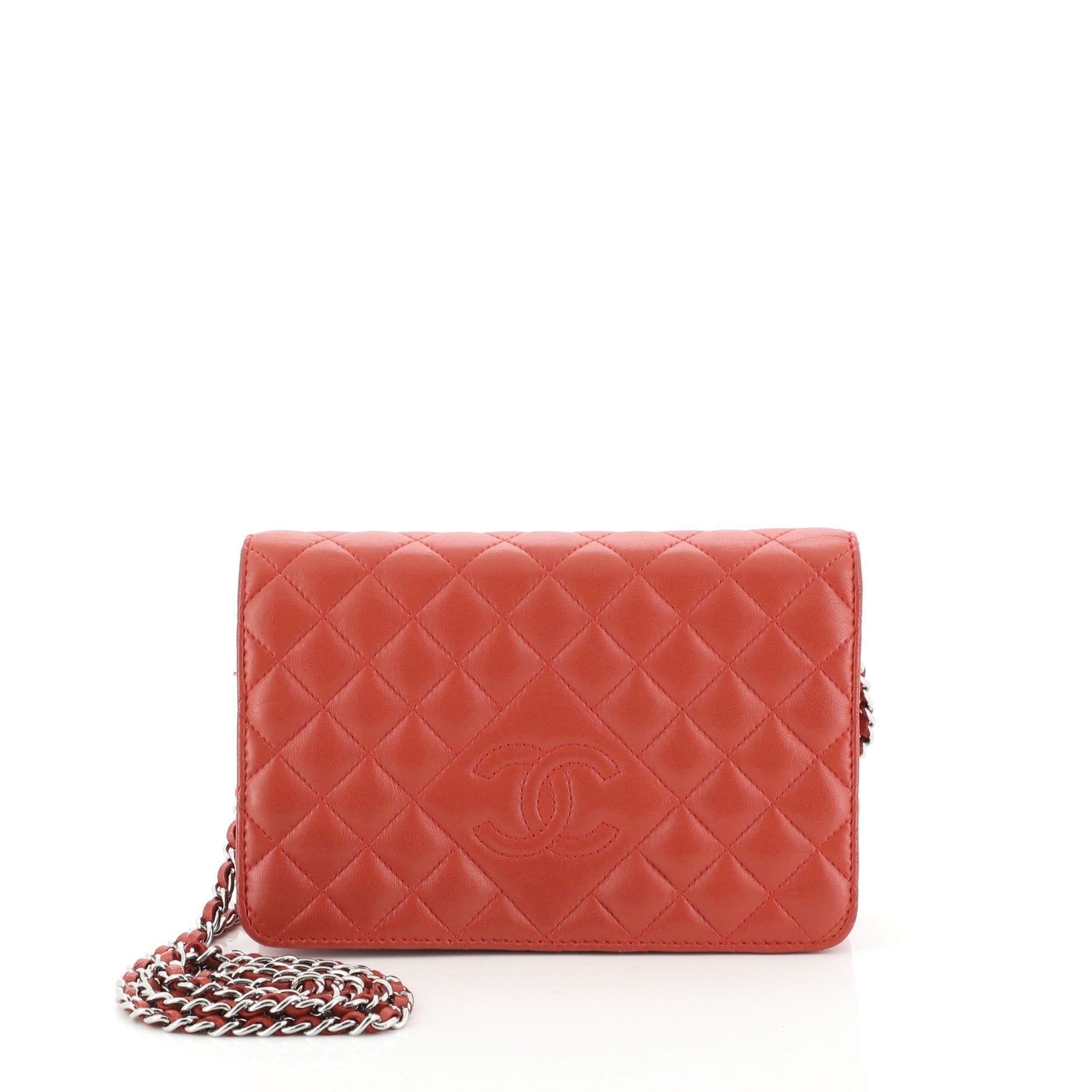 Diamond CC Clutch with Chain Quilted Lambskin