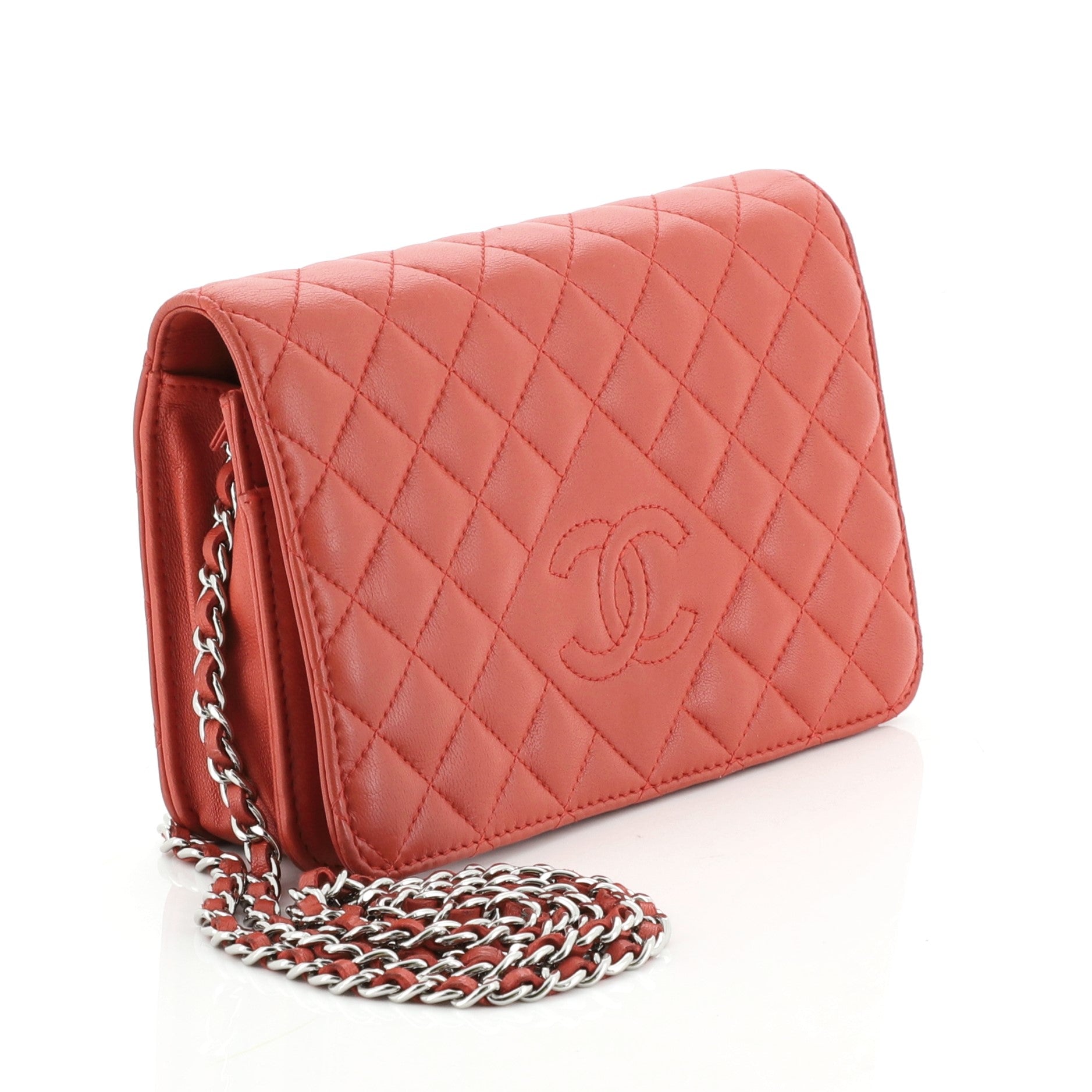 Diamond CC Clutch with Chain Quilted Lambskin
