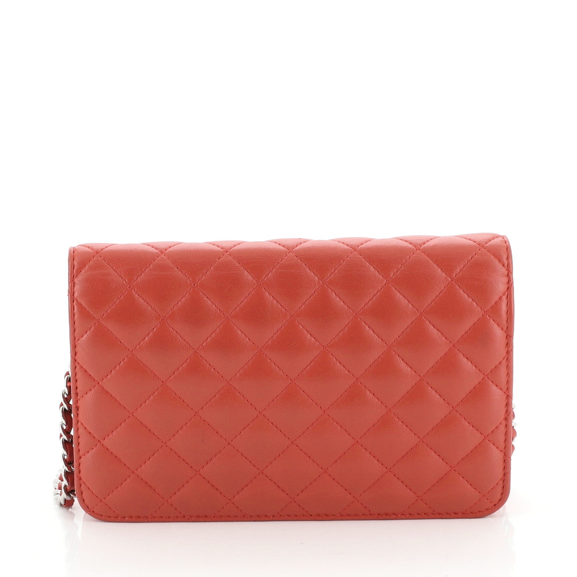 Diamond CC Clutch with Chain Quilted Lambskin