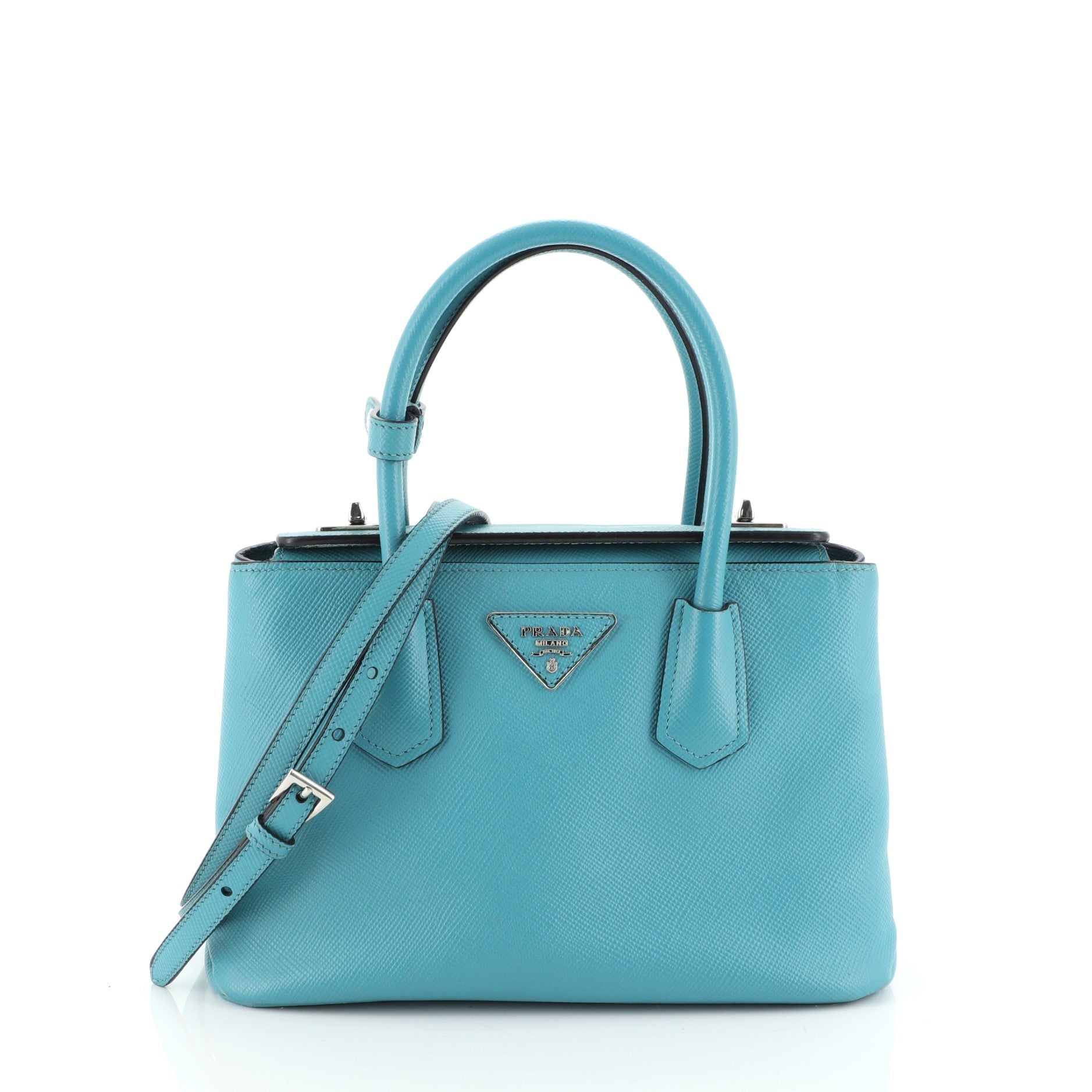 Turnlock Cuir Twin Tote Saffiano Leather Mini