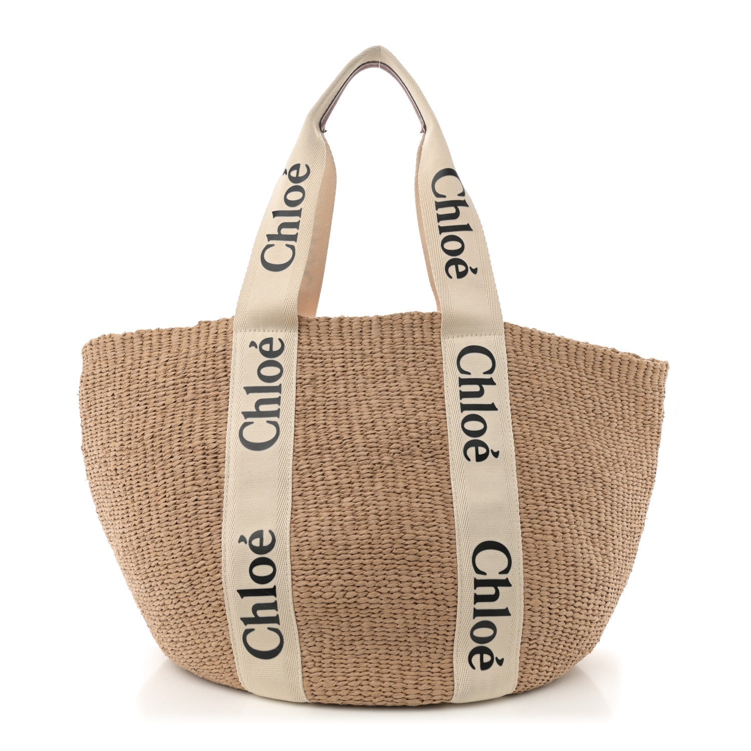Raffia Large Woody Basket Bag White