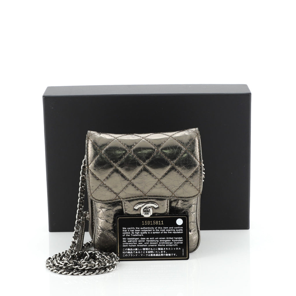 Wallet on Chain Flap Bag Quilted Metallic Calfskin Mini