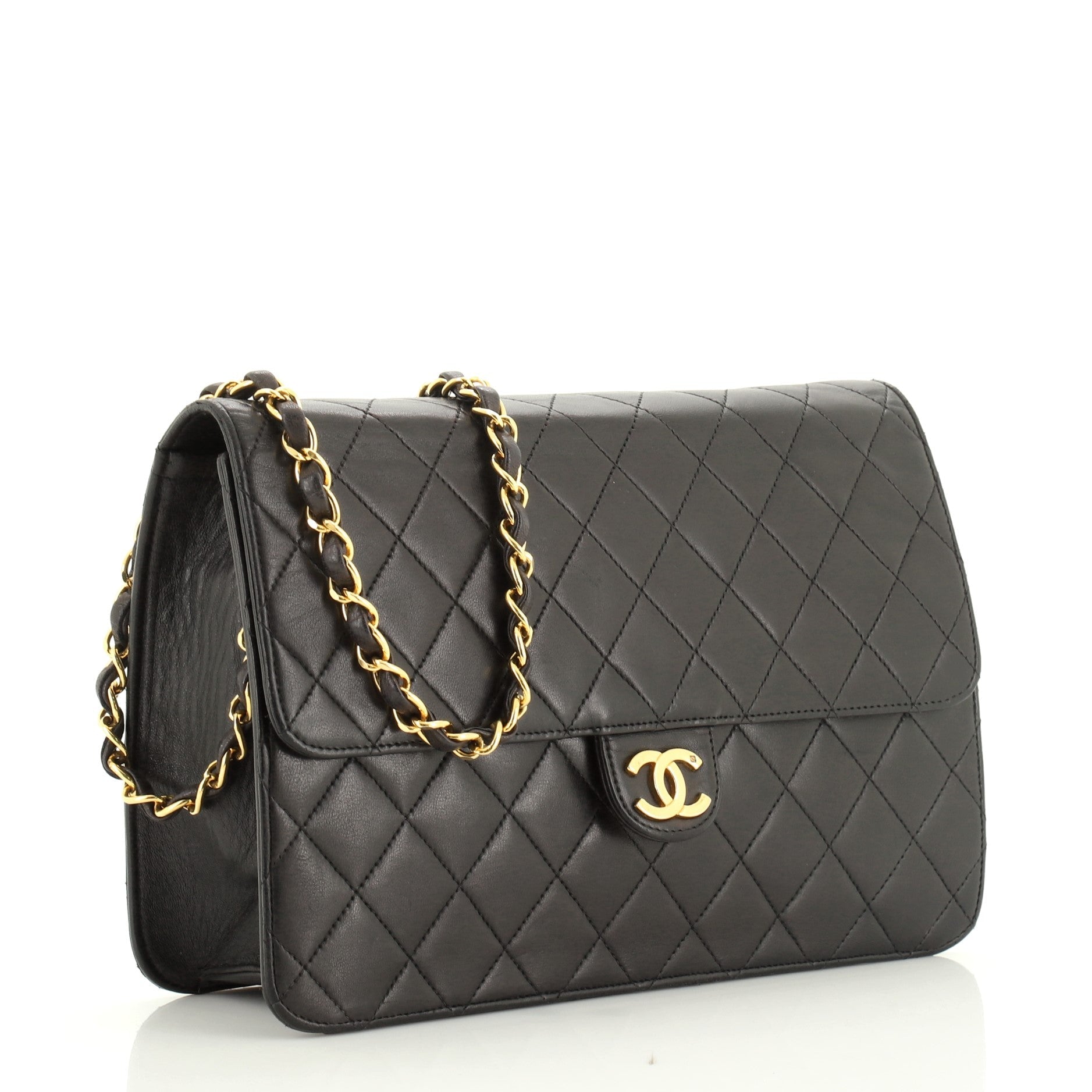 Vintage Clutch with Chain Quilted Leather Medium