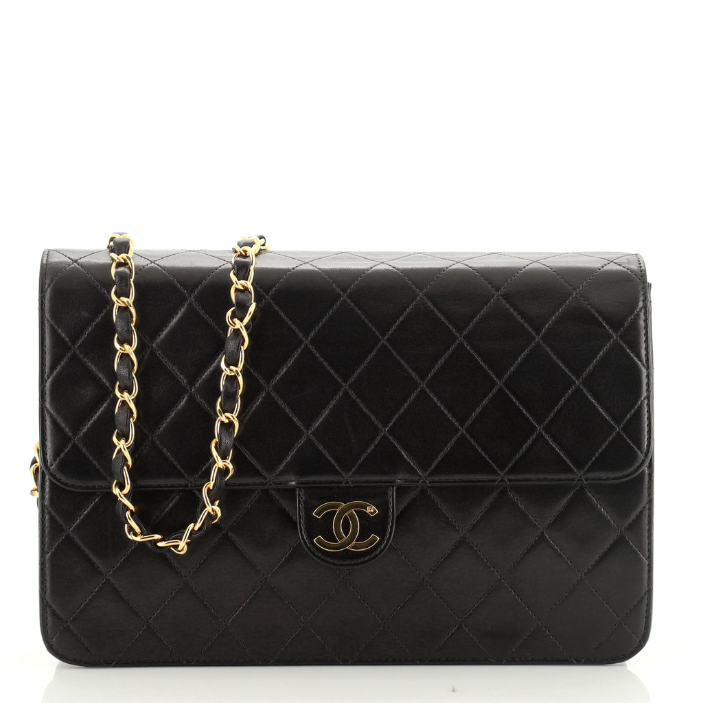 Vintage Clutch with Chain Quilted Leather Medium