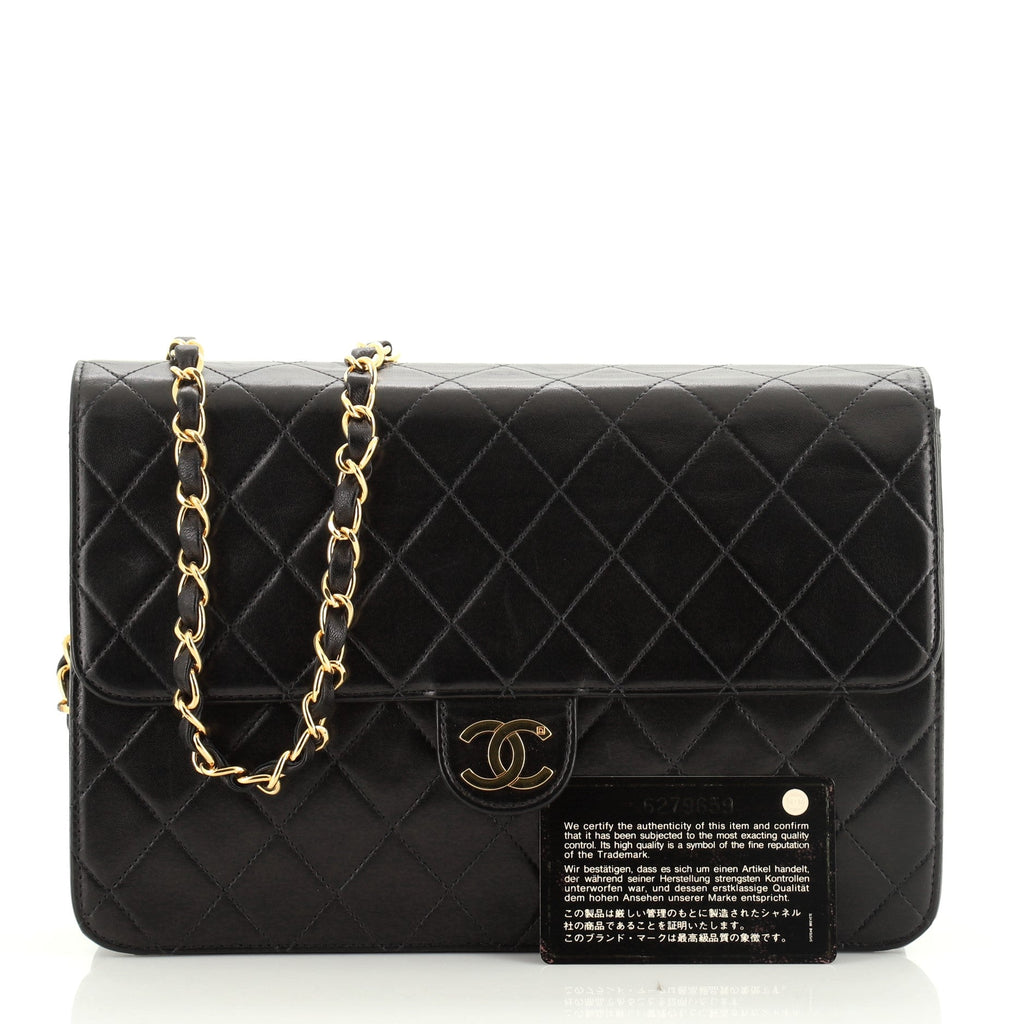 Vintage Clutch with Chain Quilted Leather Medium