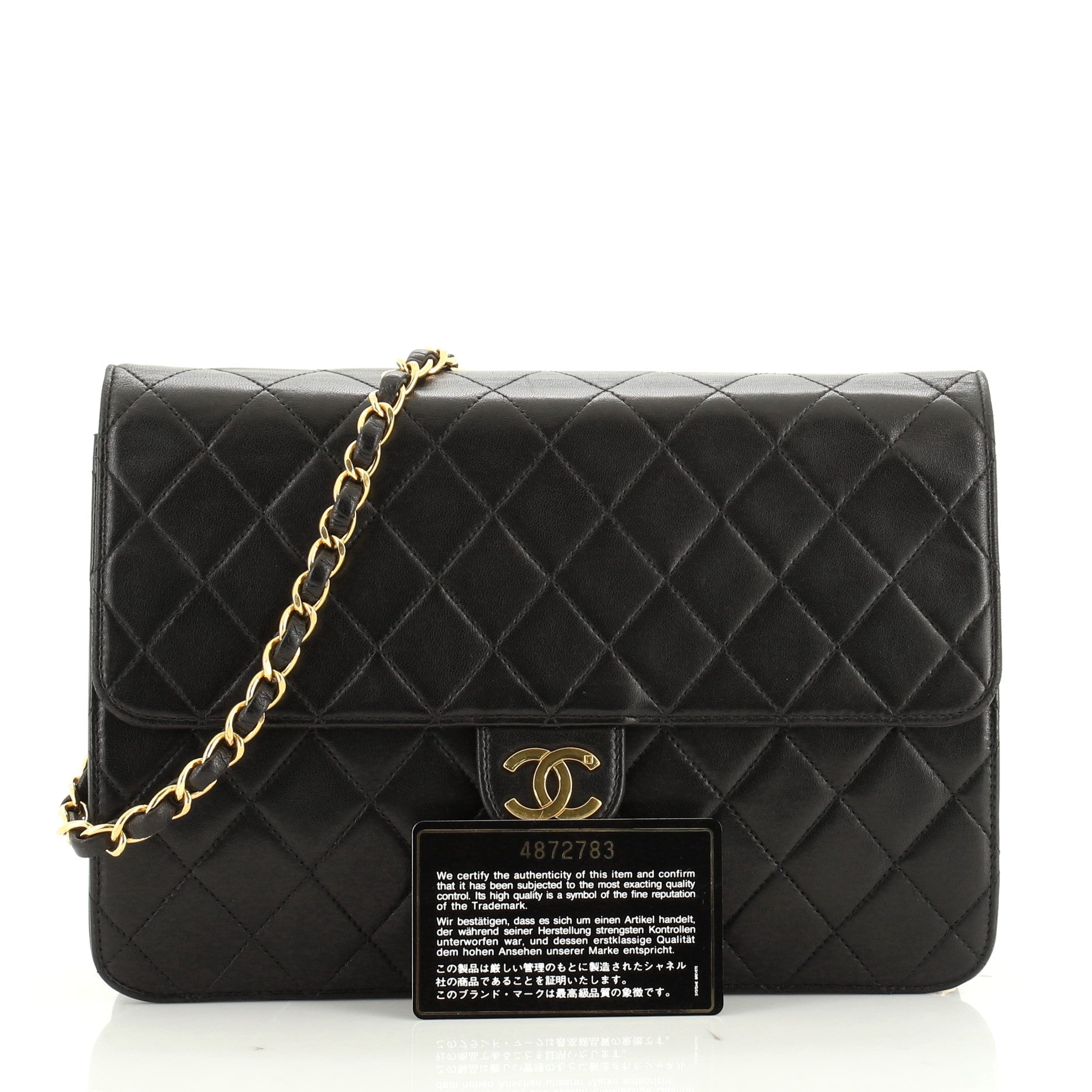 Vintage Clutch with Chain Quilted Leather Medium