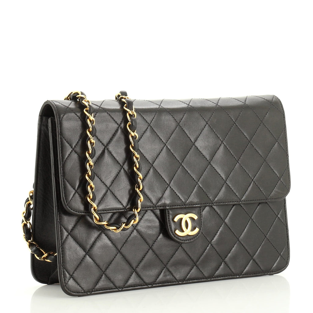 Vintage Clutch with Chain Quilted Leather Medium