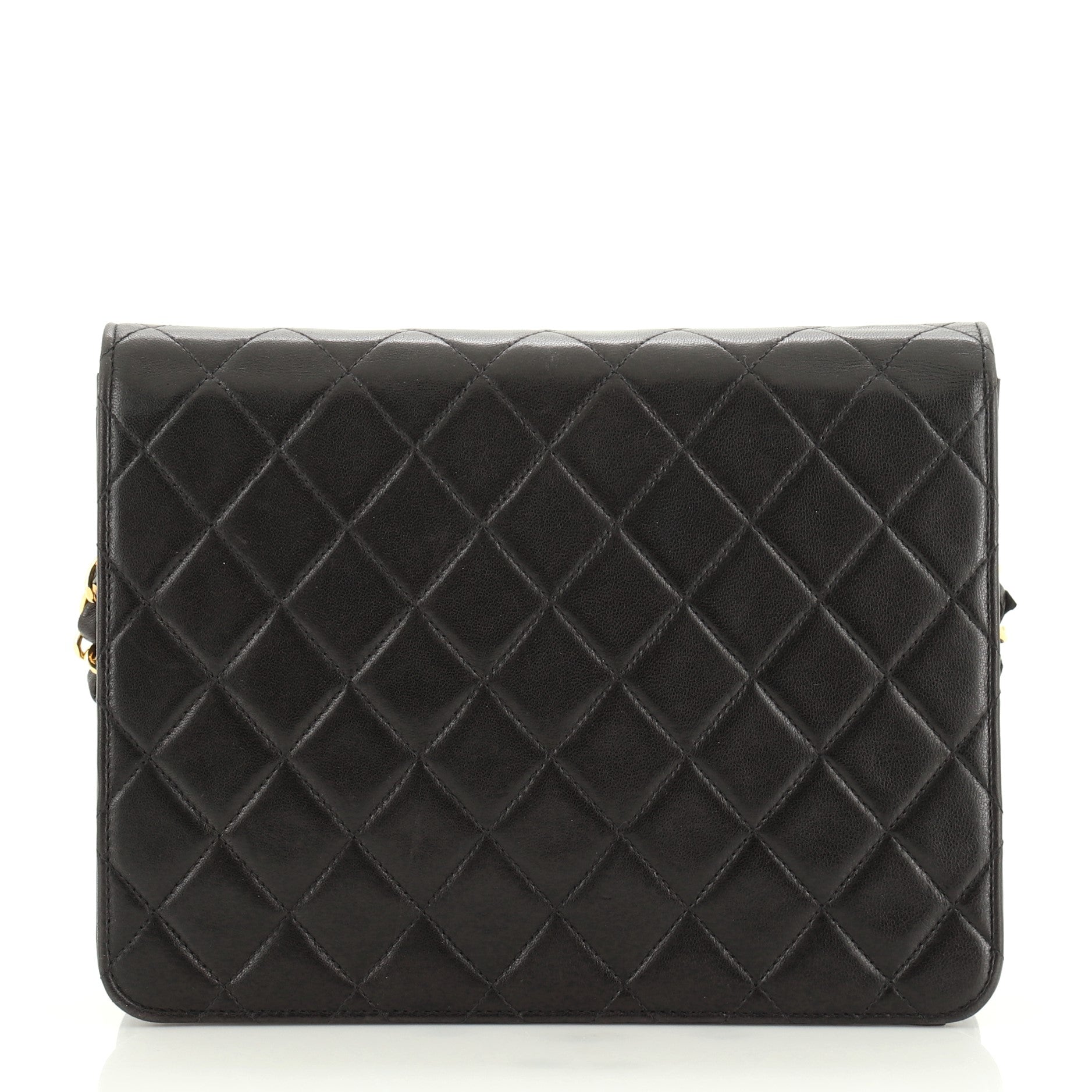 Vintage Clutch with Chain Quilted Leather Small