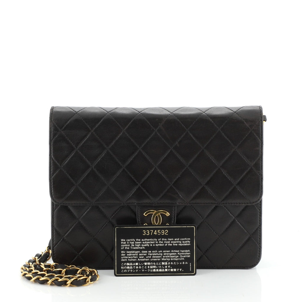 Vintage Clutch with Chain Quilted Leather Small