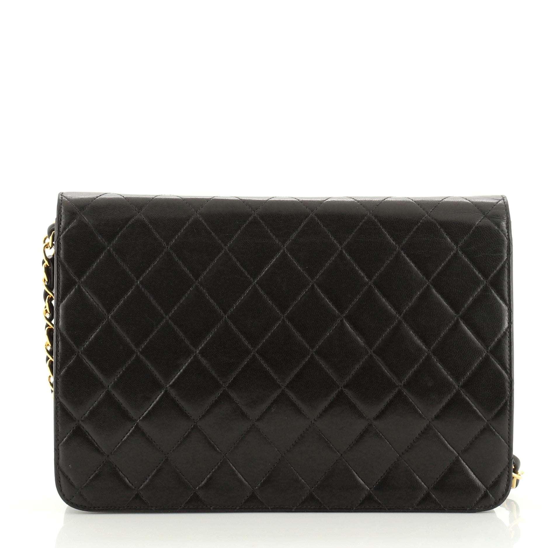 Vintage Clutch with Chain Quilted Leather Medium