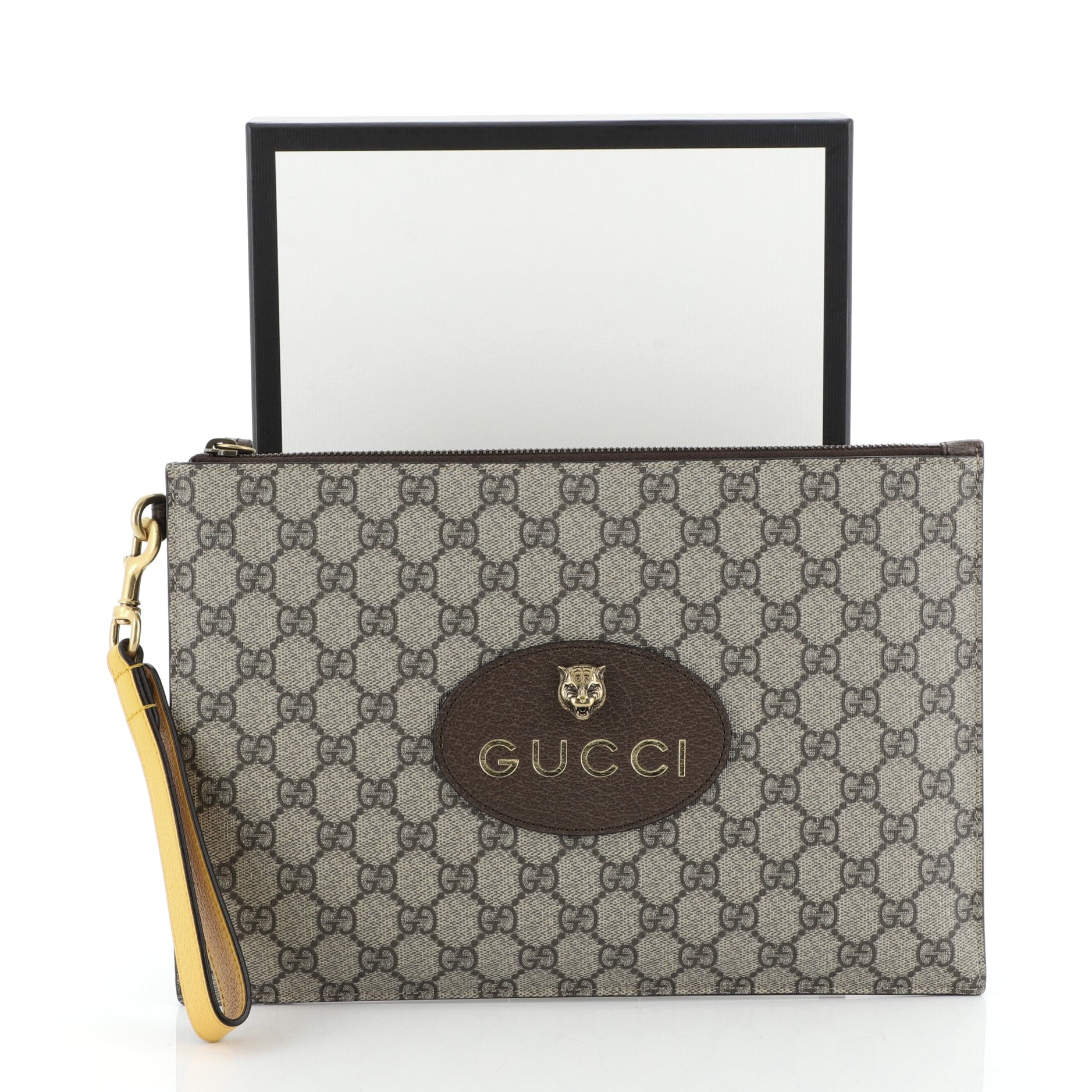 Animalier Wristlet Clutch GG Coated Canvas Medium