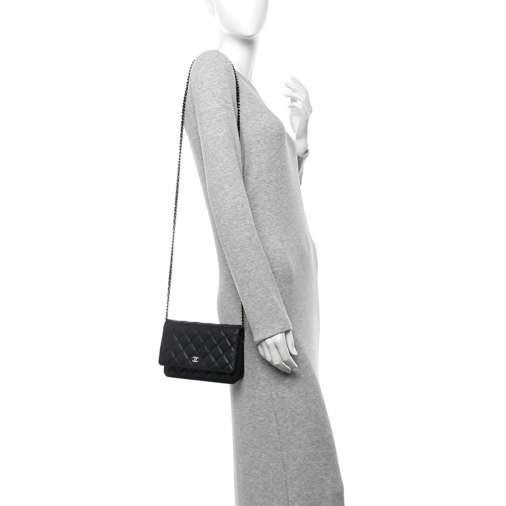 Caviar Quilted Wallet On Chain WOC Black
