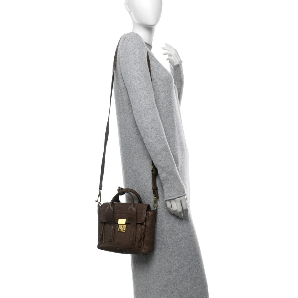 Textured Calfskin Mini Pashli Satchel Taupe