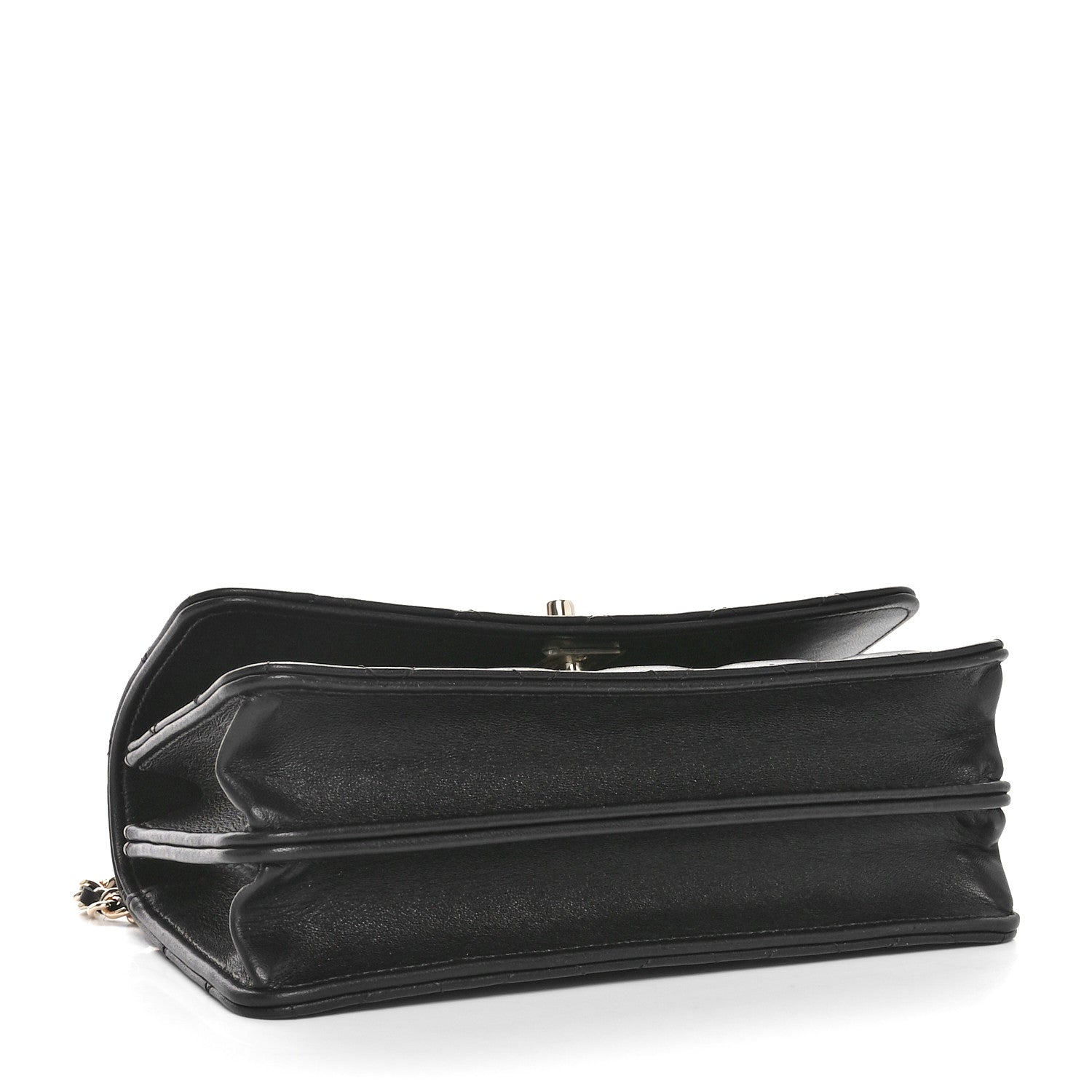 Lambskin Quilted Crystal Top Handle Clutch With Chain Black