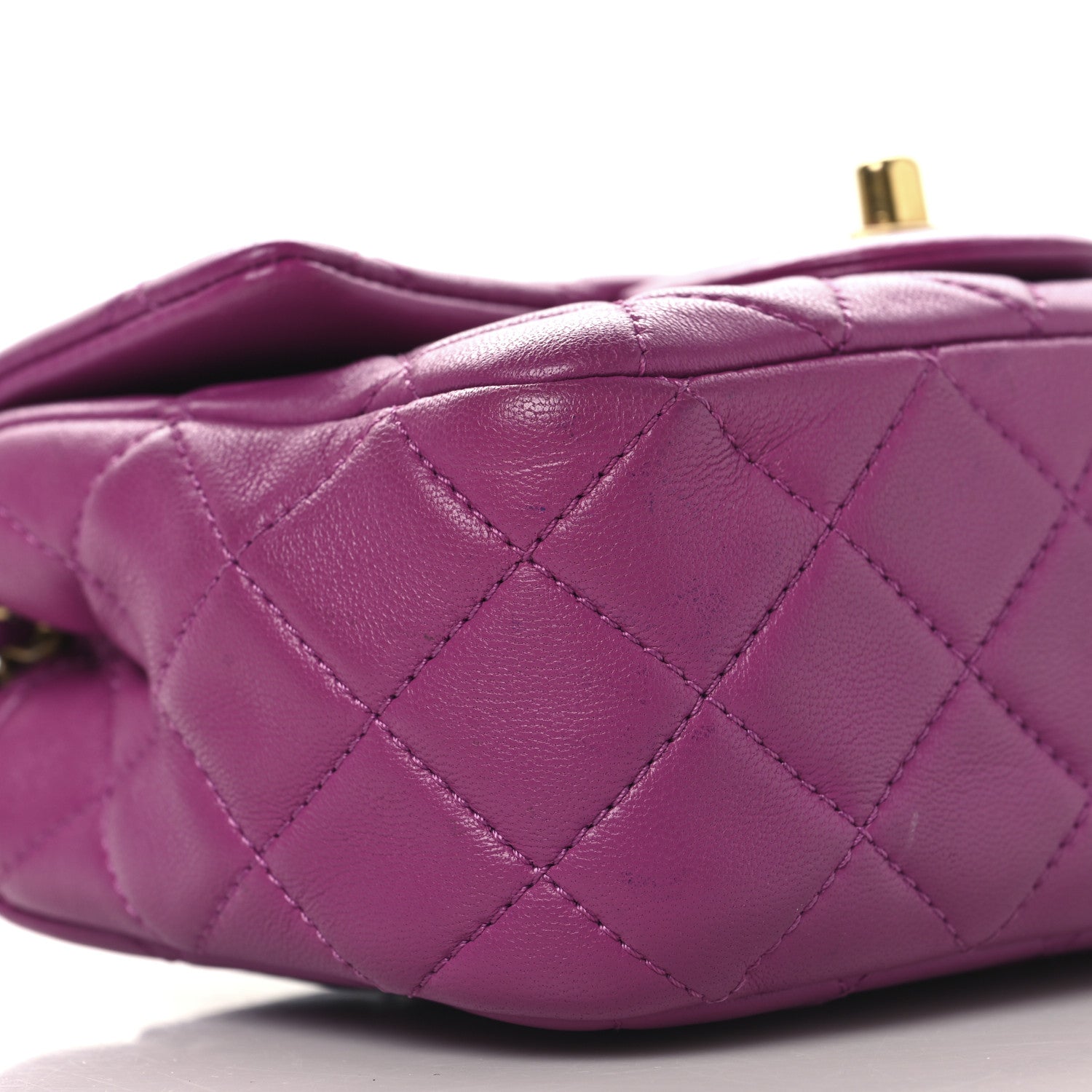 Lambskin Quilted Mini Pearl Crush Flap Purple
