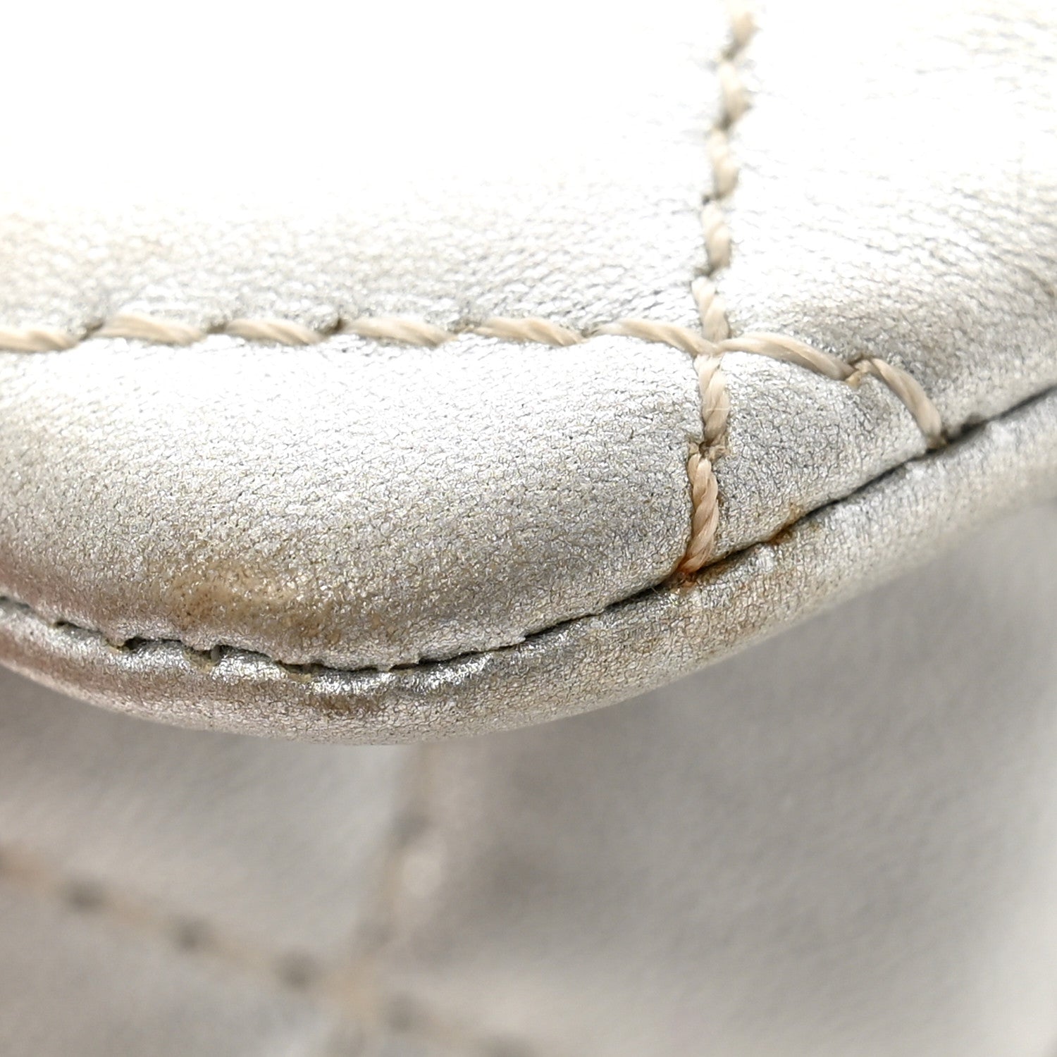 Metallic Lambskin Quilted Mini Square Flap Silver