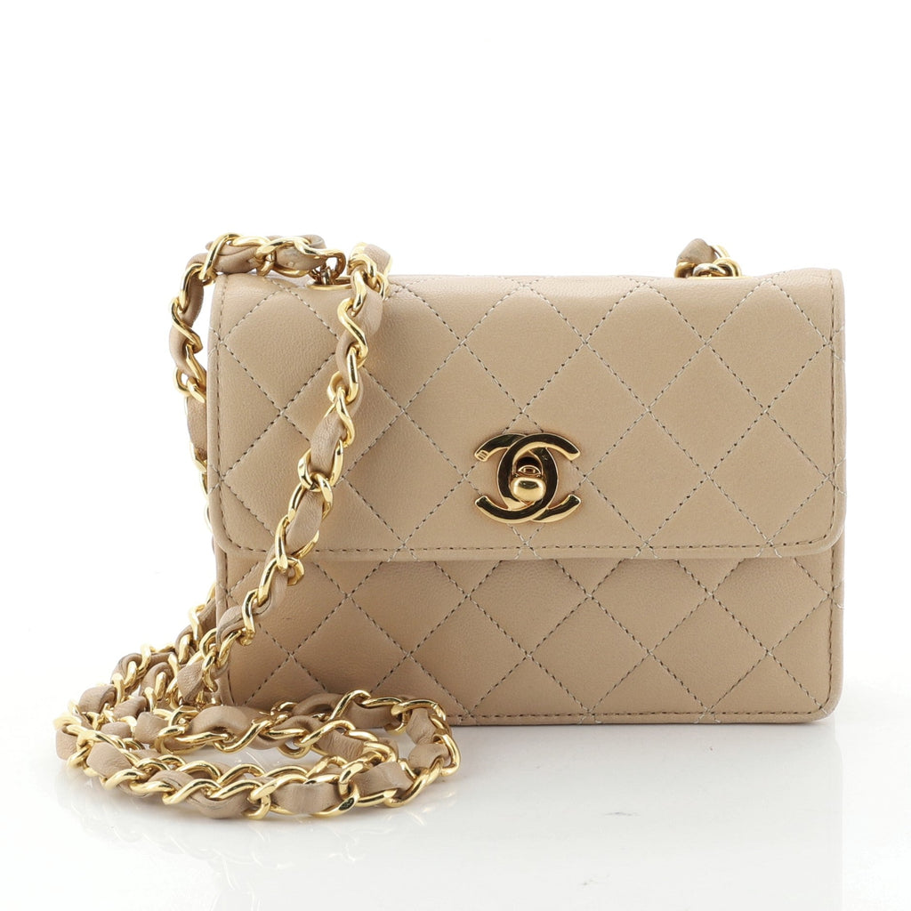 Vintage CC Chain Flap Bag Quilted Leather Extra Mini