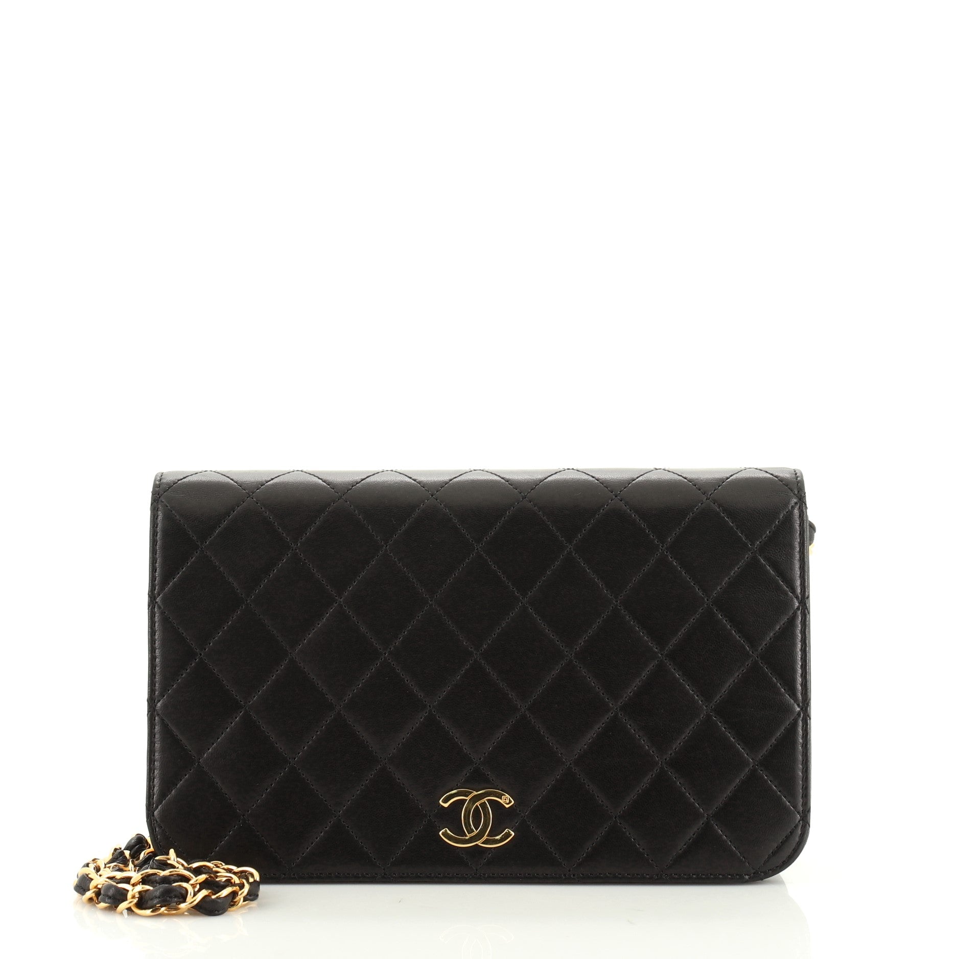 Vintage Clutch with Chain Quilted Leather Medium