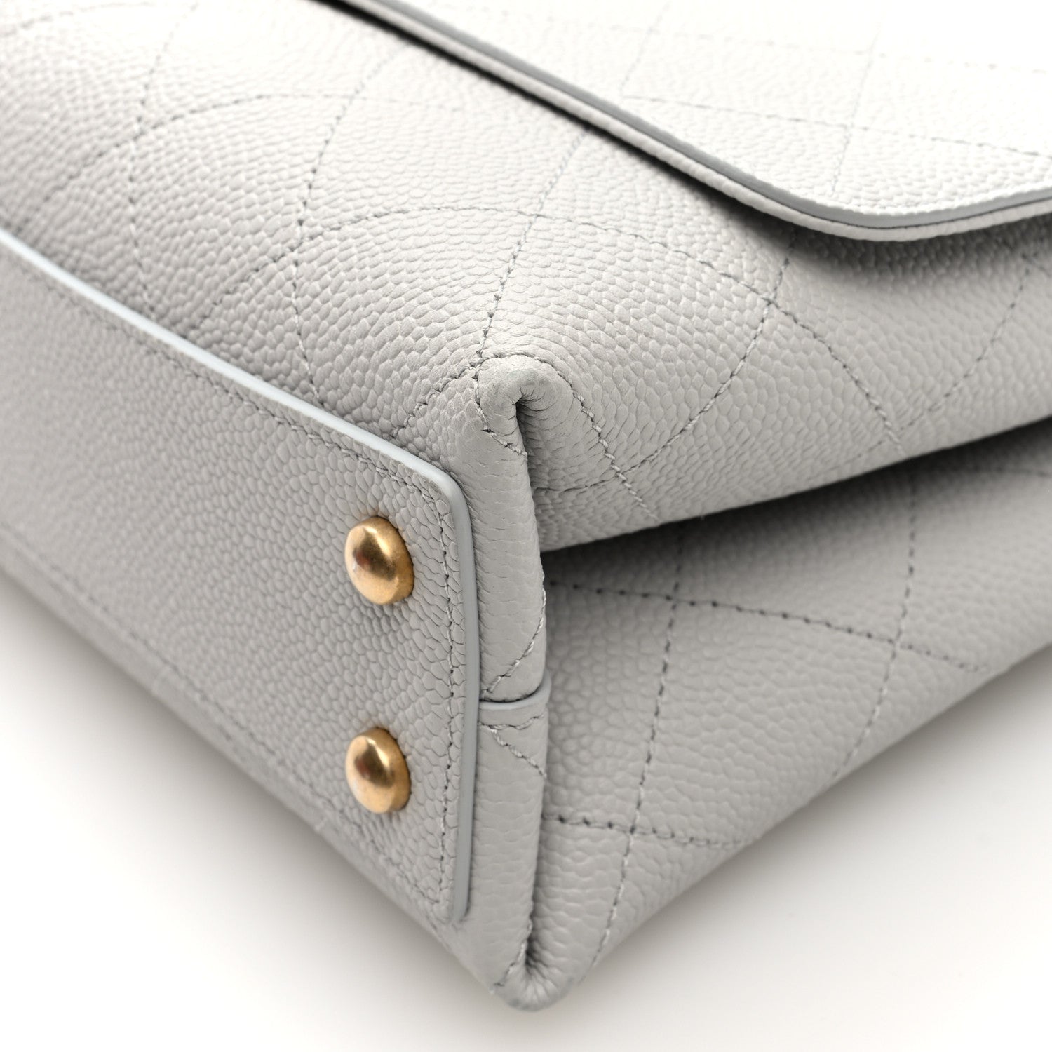 Grained Calfskin Small Stitched Flap Grey