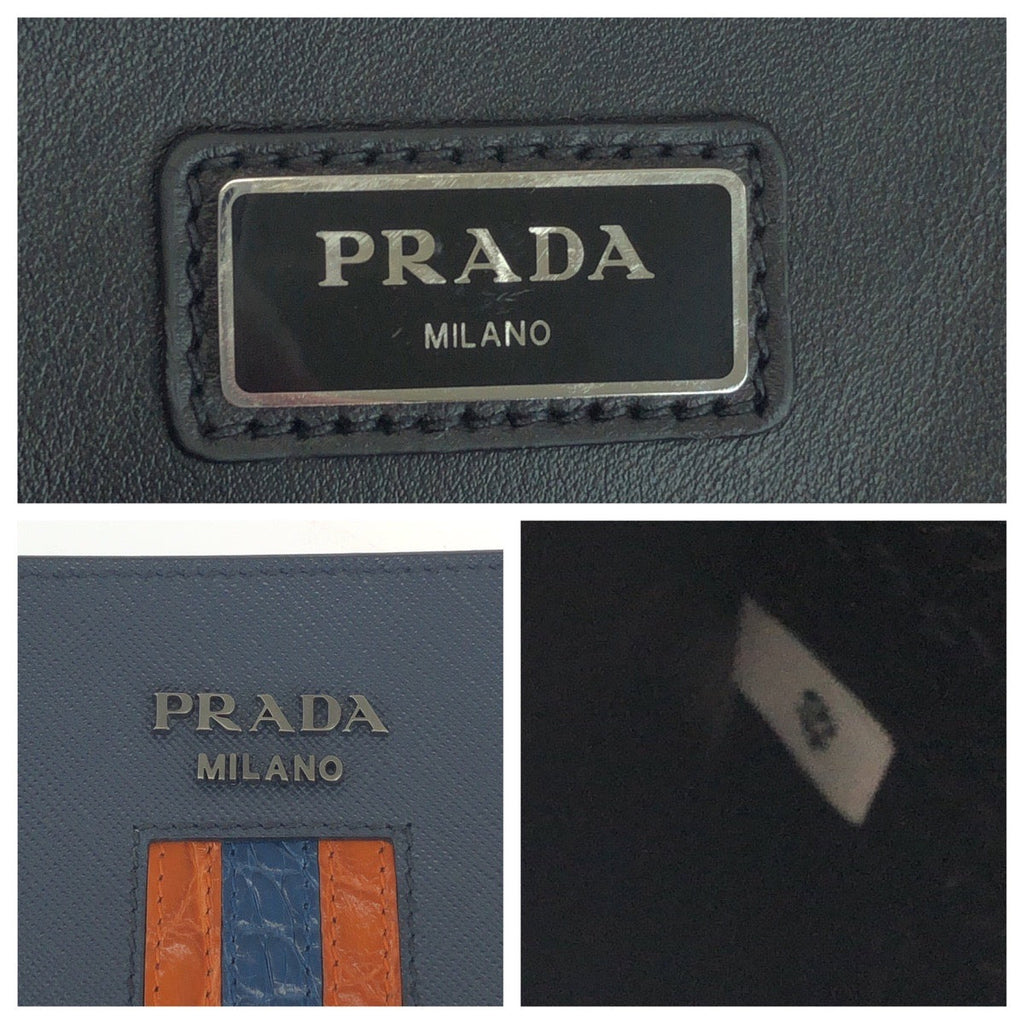 Prada 2VN003 Saffiano Crocodile Clutch Bag