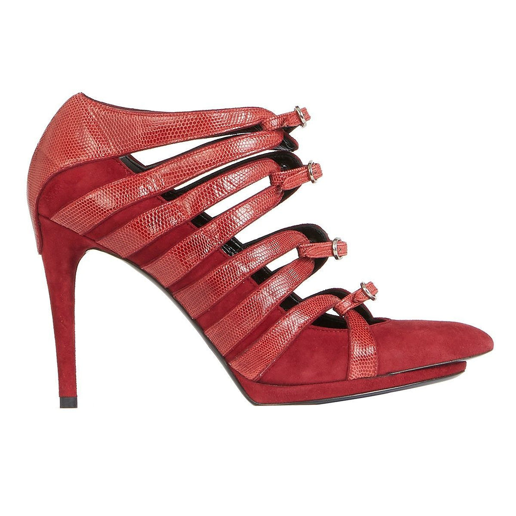 Women's Multistrap Suede and Leather Pumps