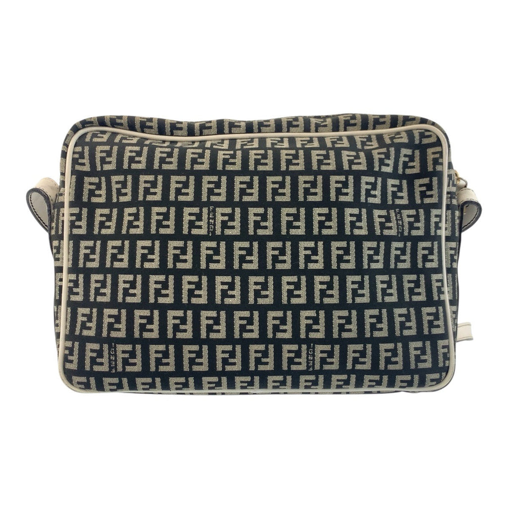 Fendi Zucchino Mamma Canvas Leather Shoulder Bag