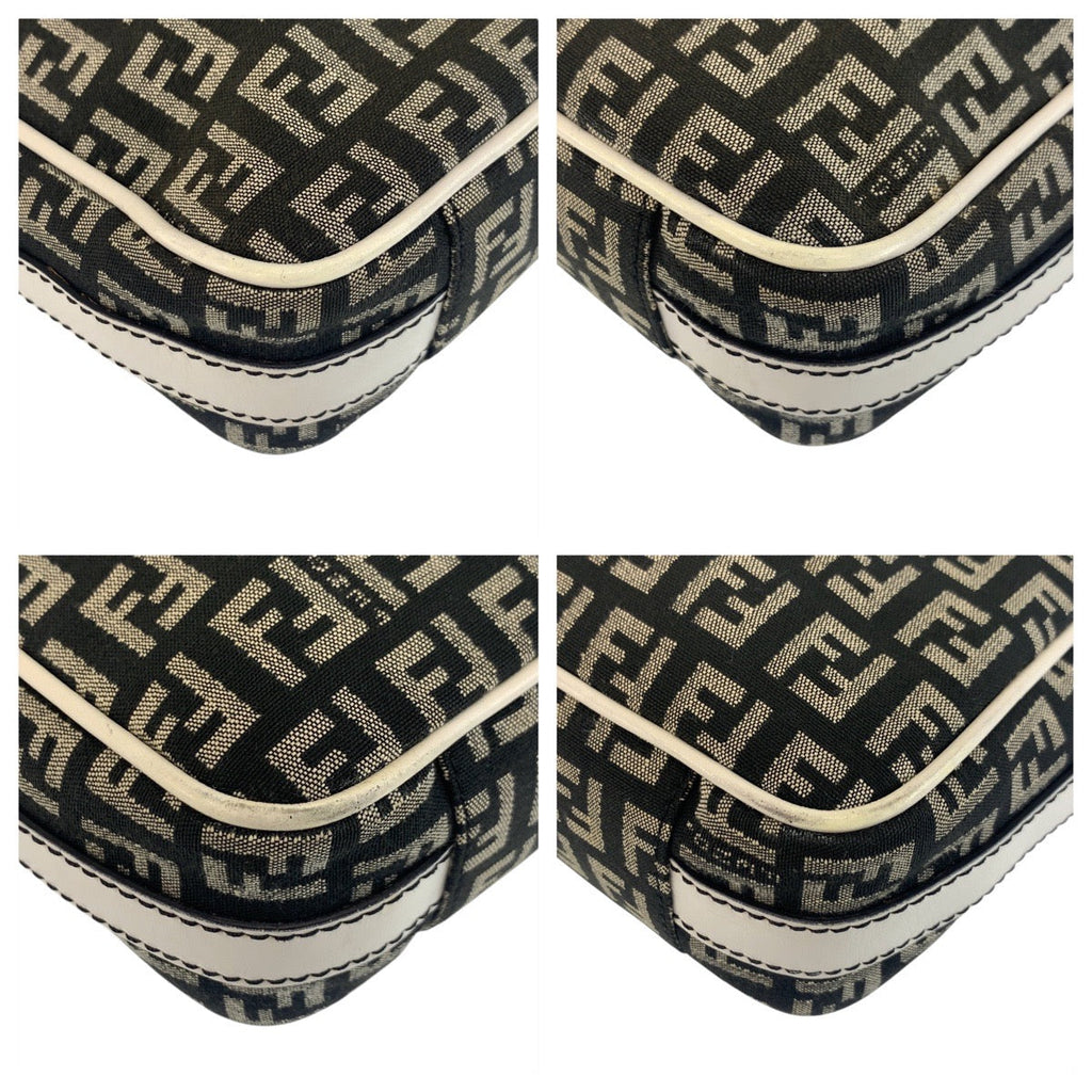 Fendi Zucchino Mamma Canvas Leather Shoulder Bag