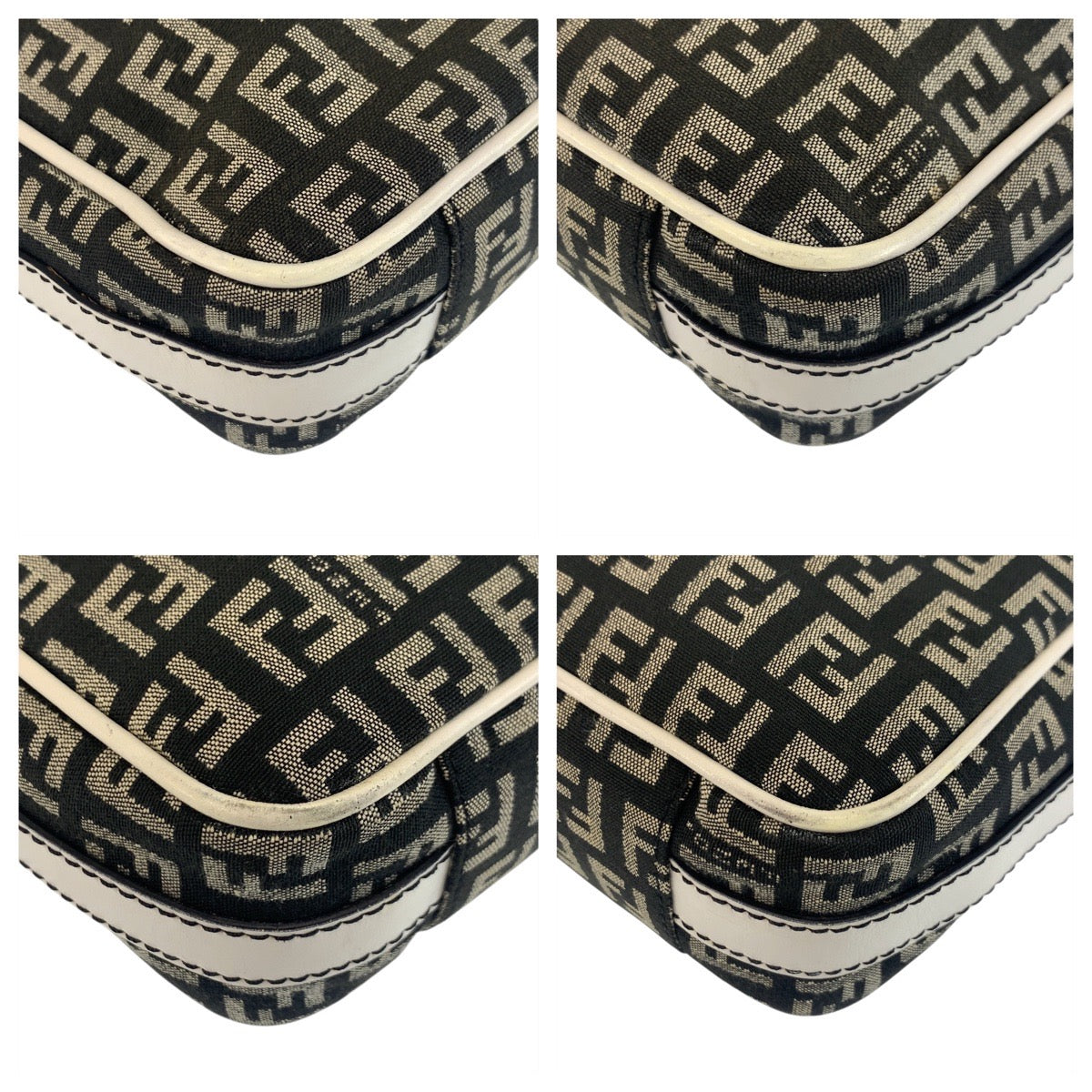 Fendi Zucchino Mamma Canvas Leather Shoulder Bag