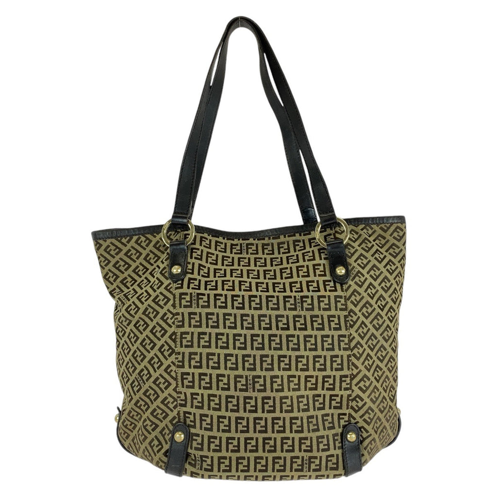 Fendi Zucchino Canvas Leather 2way Bag