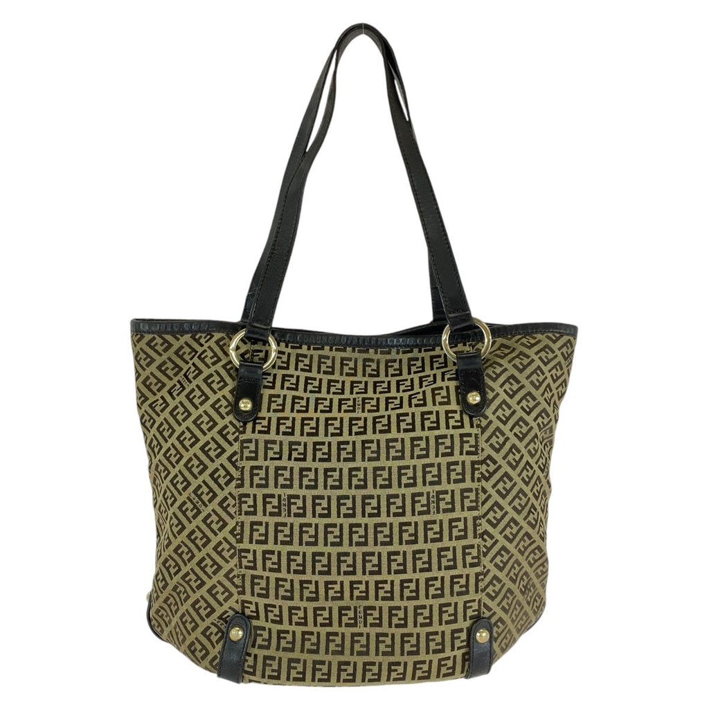 Fendi Zucchino Canvas Leather 2way Bag