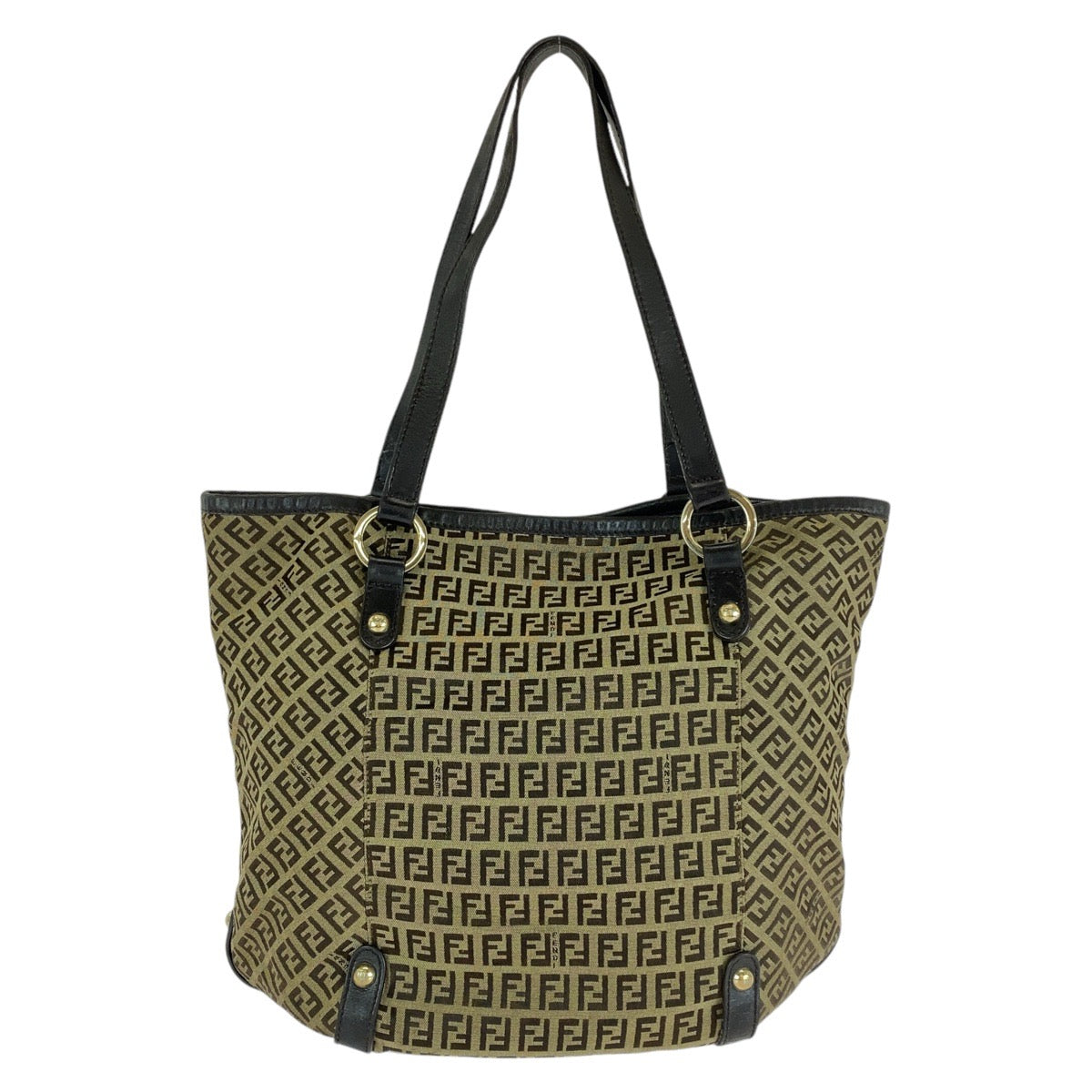 Fendi Zucchino Canvas Leather 2way Bag