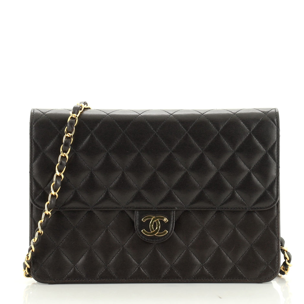 Vintage Clutch with Chain Quilted Leather Medium
