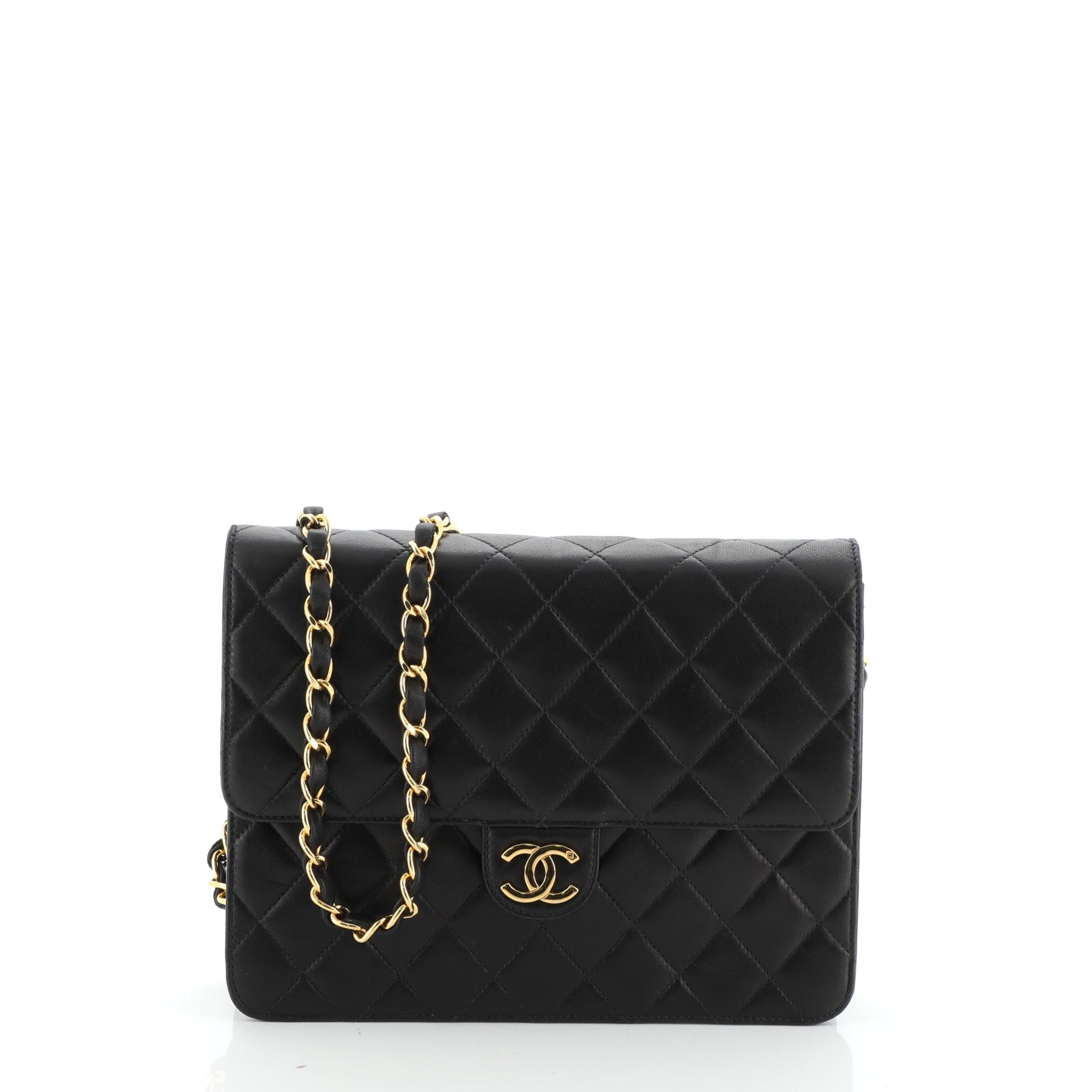 Vintage Clutch with Chain Quilted Leather Small