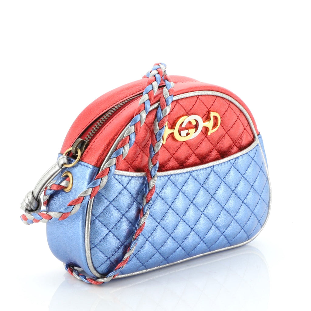 Trapuntata Camera Shoulder Bag Quilted Laminated Leather Mini