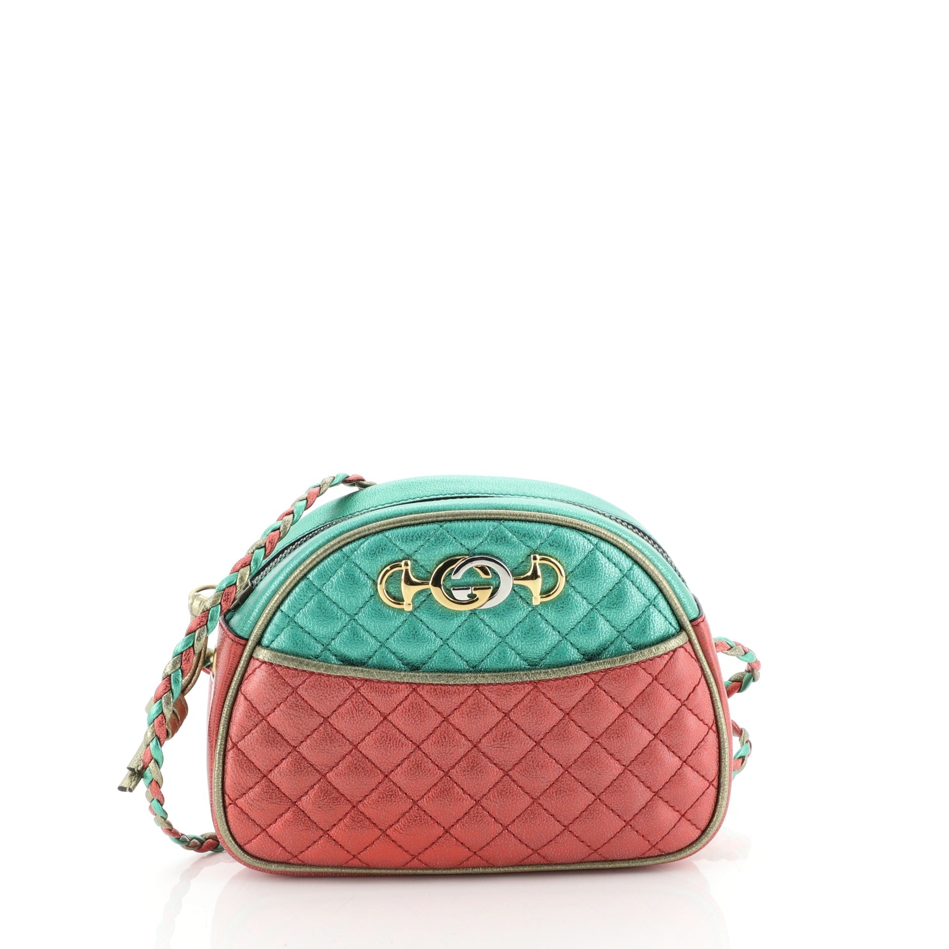 Trapuntata Camera Shoulder Bag Quilted Laminated Leather Mini